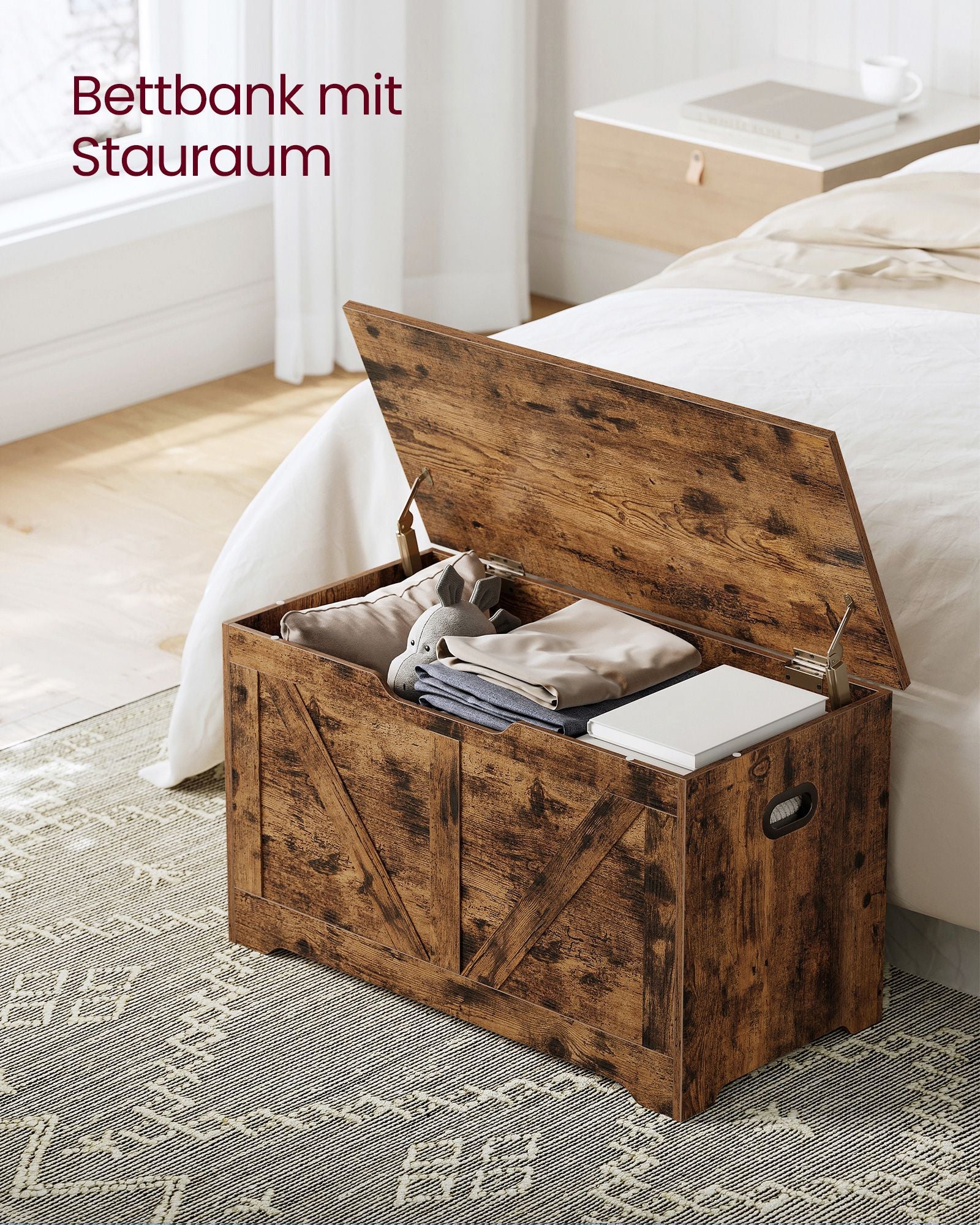 Bank - with storage space - barn style - vintage brown