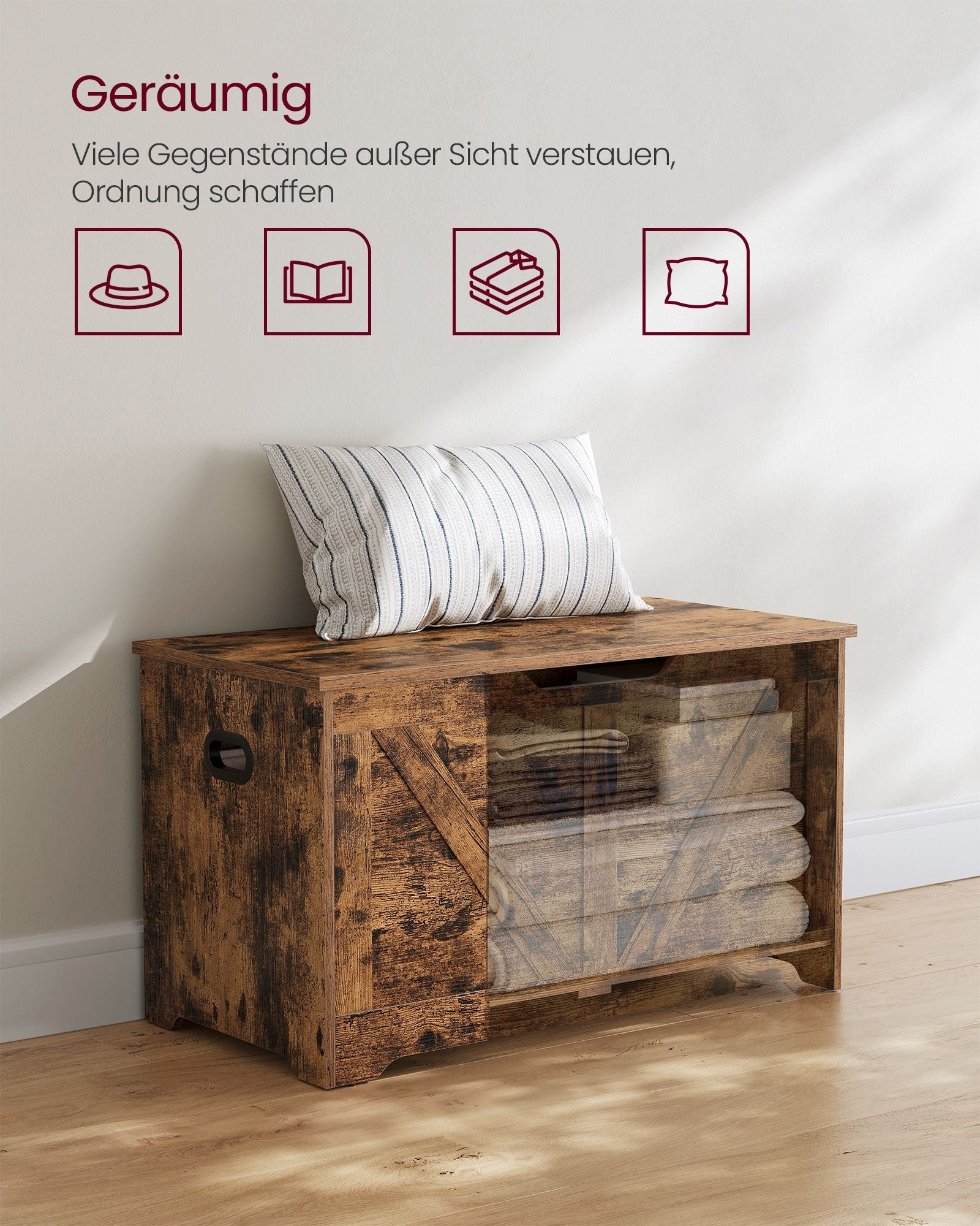 Bank - with storage space - barn style - vintage brown