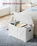 Bank - with storage space - barn style - white