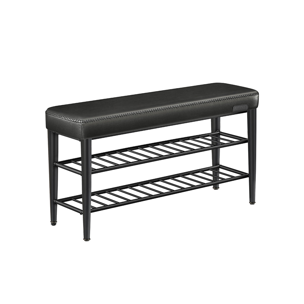 Shoe bench with seams 30 x 100 x 50 cm ink black