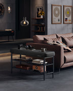 Shoe bench with seams 30 x 100 x 50 cm ink black