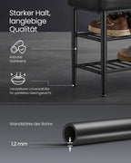 Shoe bench with seams 30 x 100 x 50 cm ink black