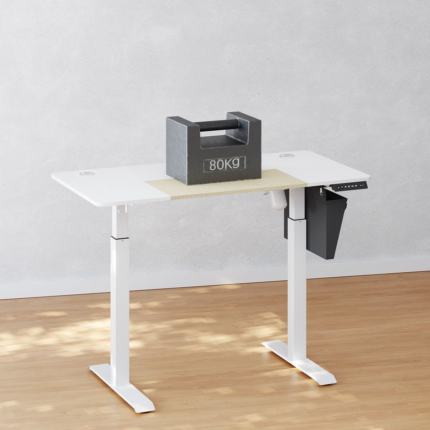 Sit stand desk - computed table - height adjustable - with wheels - 120 cm x 60 cm - white