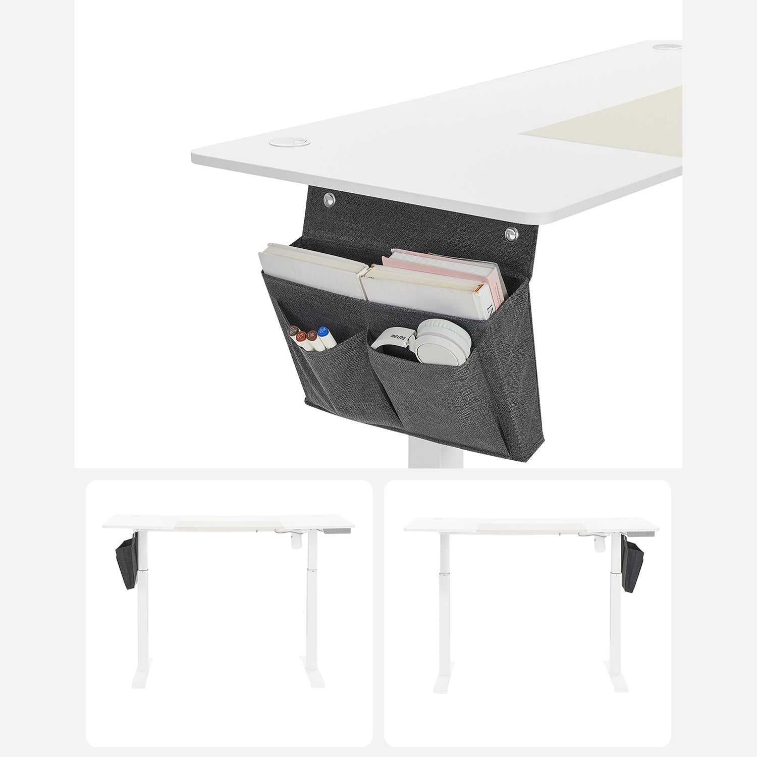 Sit stand desk - computed table - height adjustable - with wheels - 120 cm x 60 cm - white