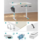 Sit stand desk - computed table - height adjustable - with wheels - 120 cm x 60 cm - white