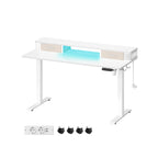 Electric desk - height adjustable - with socket and 2 drawers
