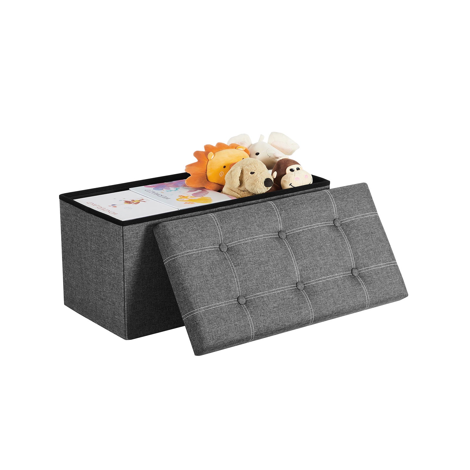 Sofa with storage space - seating box - Foldable - 76 x 38 x 38 cm - Dark gray