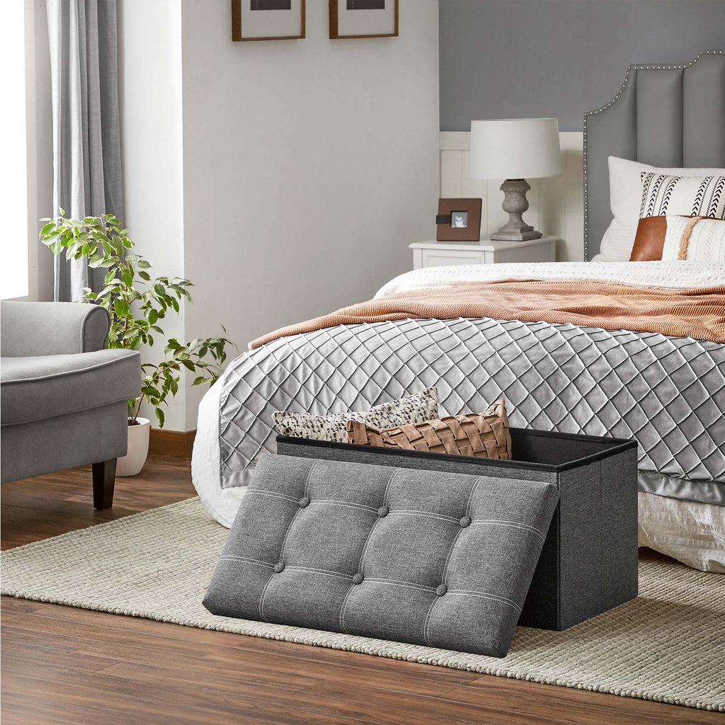 Sofa with storage space - seating box - Foldable - 76 x 38 x 38 cm - Dark gray