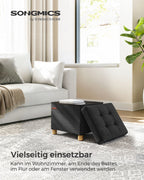 Bank - Foldable - with storage space - 32 × 40 × 33.5 cm - Black