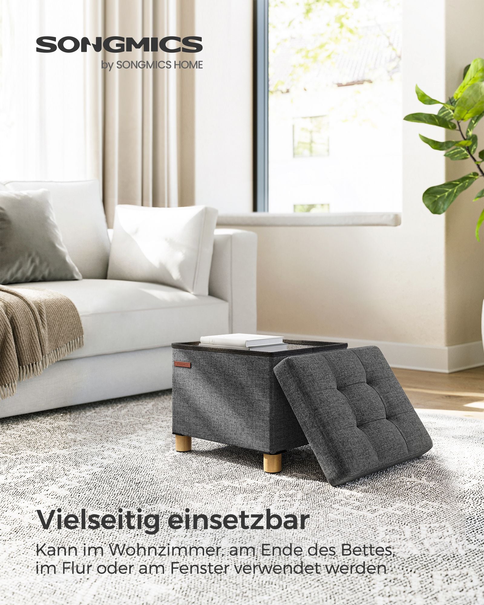 Bank - Foldable - with storage space - 32 × 40 × 33.5 cm - Dark gray