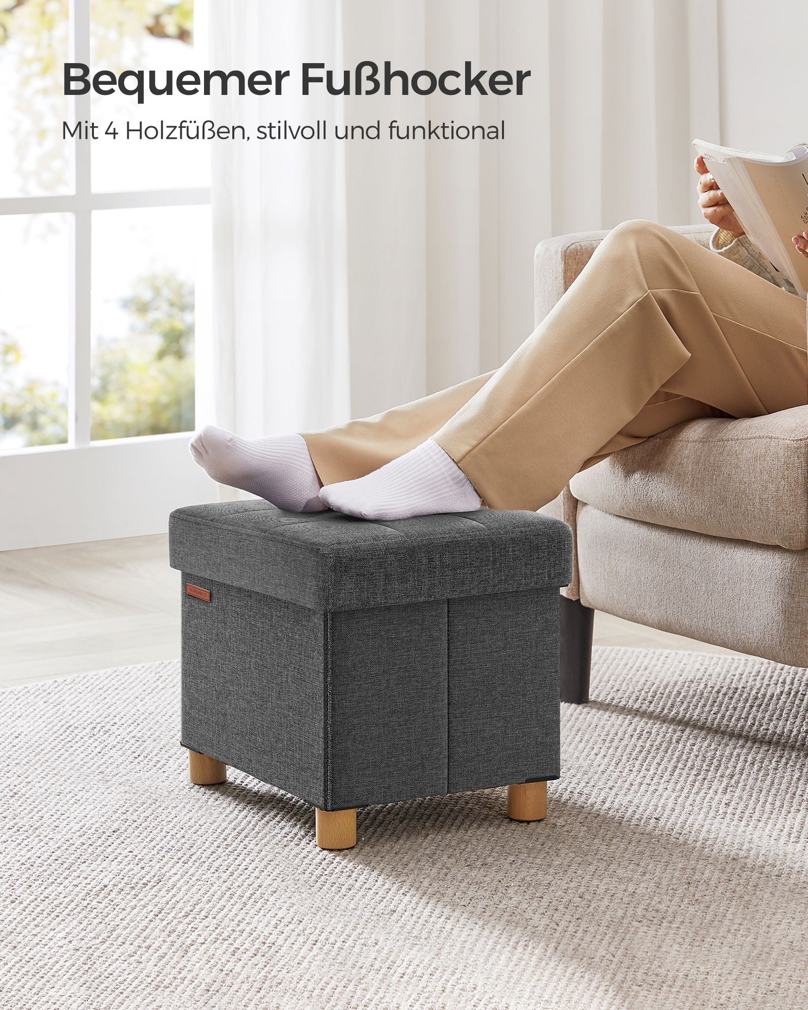 Bank - Foldable - with storage space - 32 × 40 × 33.5 cm - Dark gray