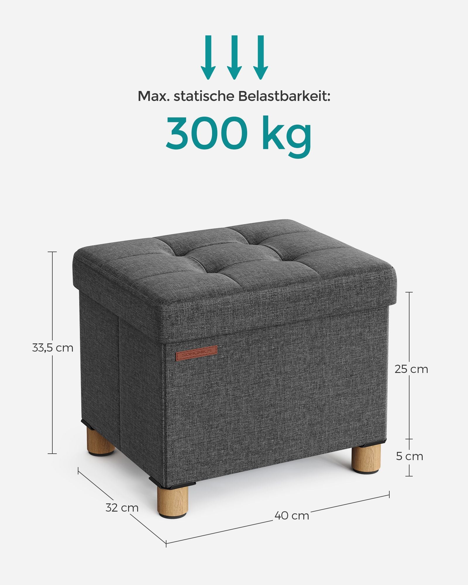 Bank - Foldable - with storage space - 32 × 40 × 33.5 cm - Dark gray