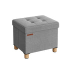 Pouf - with storage space - wooden legs - seat box - beige