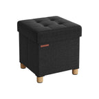 Pouf - with storage space - wooden legs - seat box - beige