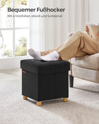 Bank - Foldable - with storage space - 38 × 38 × 40 cm - Black