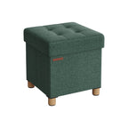 Pouf - with storage space - wooden legs - seat box - beige