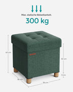 Bank - Foldable - with storage space - 38 × 38 × 40 cm - Vintage Green