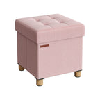 Pouf - with storage space - wooden legs - seat box - beige
