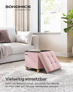 Bench - folding - with storage space - 38 × 38 × 40 cm - Pastel pink