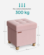 Bench - folding - with storage space - 38 × 38 × 40 cm - Pastel pink