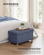 Bank - Foldable - with storage space - 38 × 76 × 40 cm - light denim blue