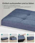 Bank - Foldable - with storage space - 38 × 76 × 40 cm - light denim blue