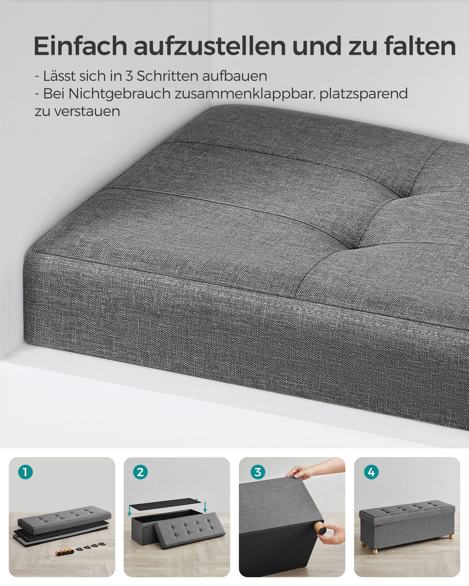 Bank - with storage space - folding - dark gray