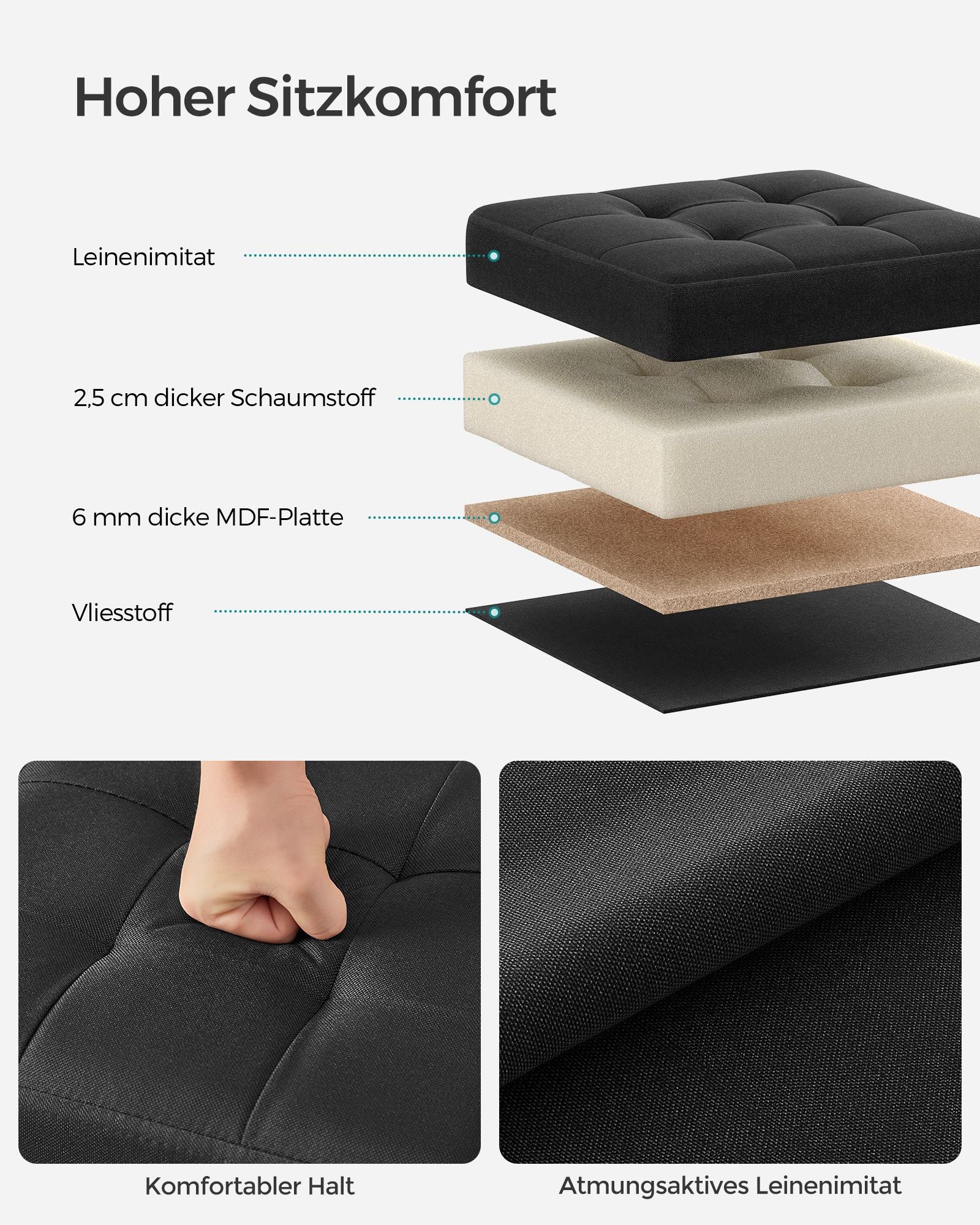 Sofa - 30 cm - with storage space - Basic Black