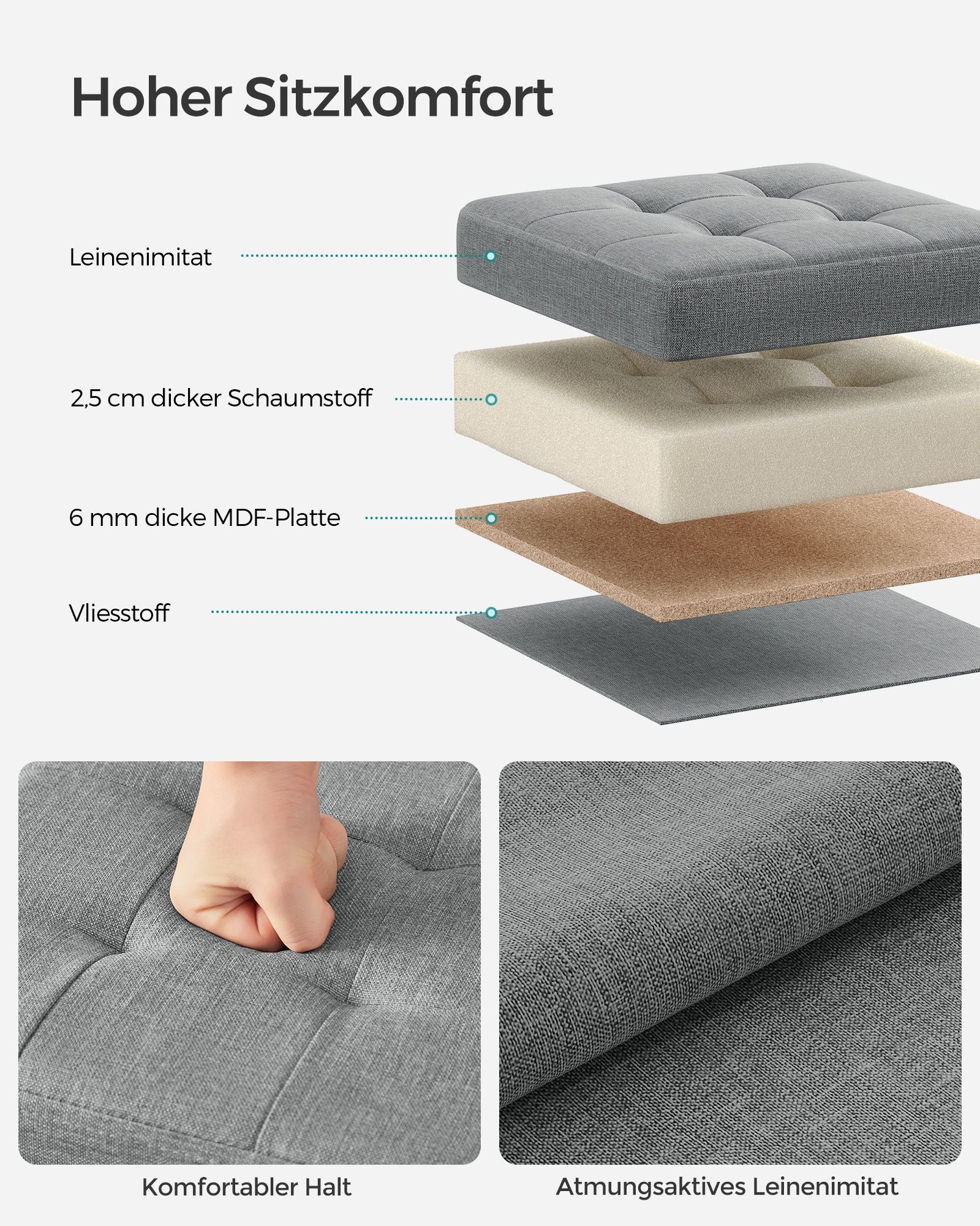 Sofa with storage space - 30 cm - light gray