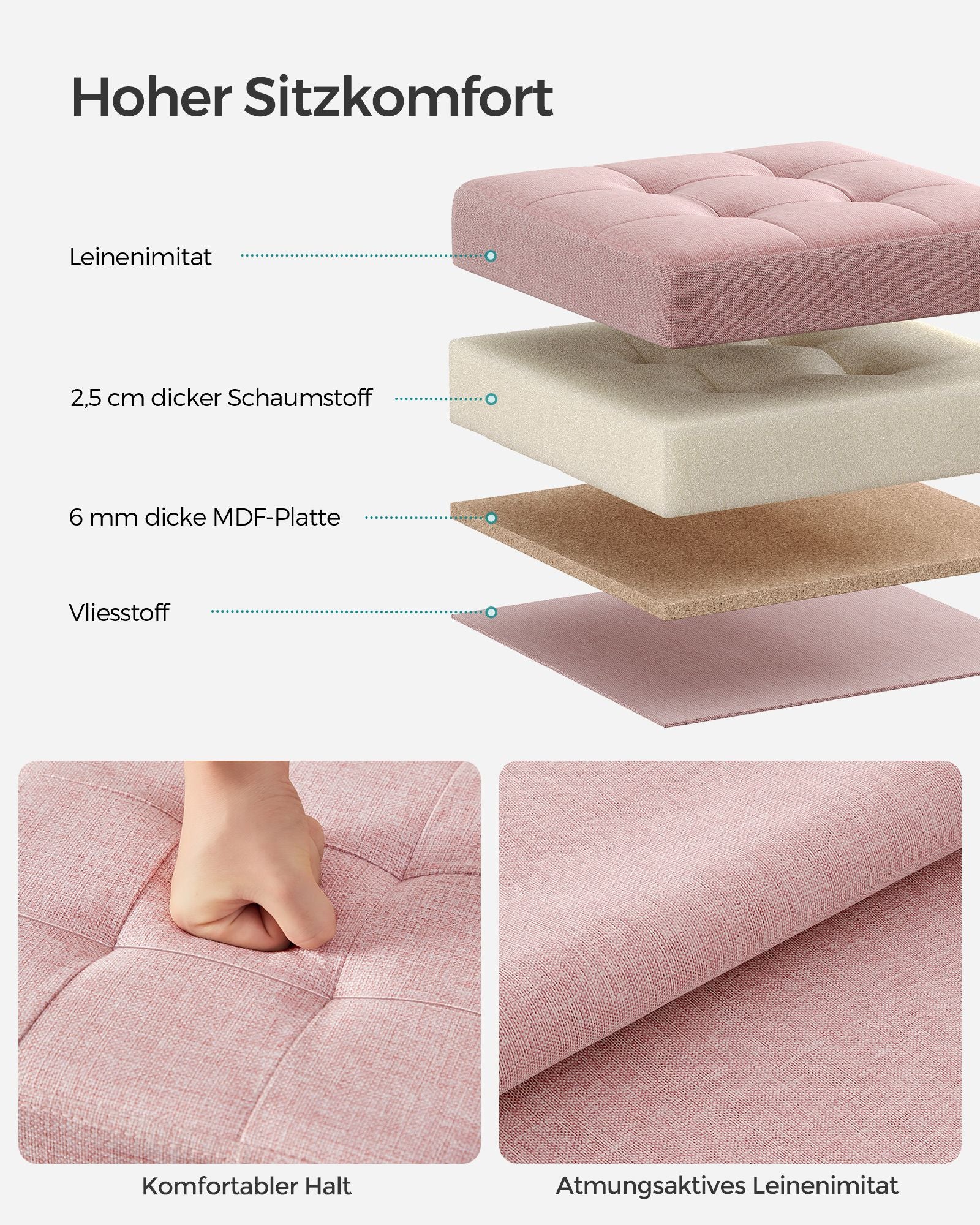 Sofa - 30 cm - with storage space - Pastel pink