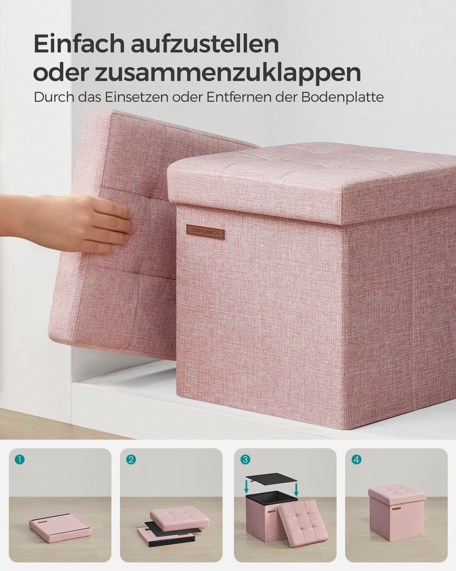 Sofa - 30 cm - with storage space - Pastel pink