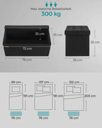 Bank - With Storage Space - 38 × 76 × 38 cm - Ink -black