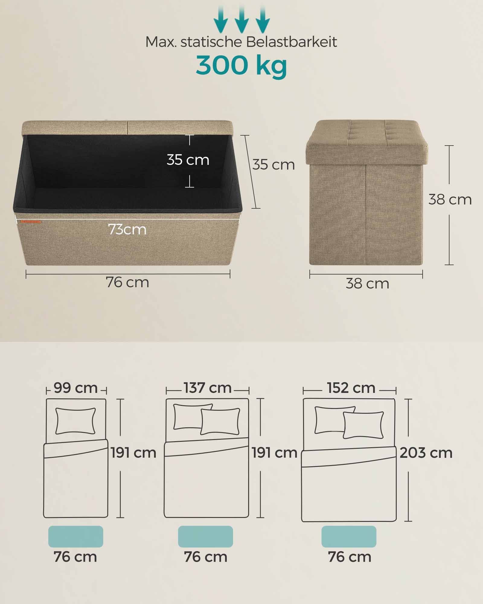 Bank - With Storage Space - 38 × 76 × 38 cm - Camelbruin