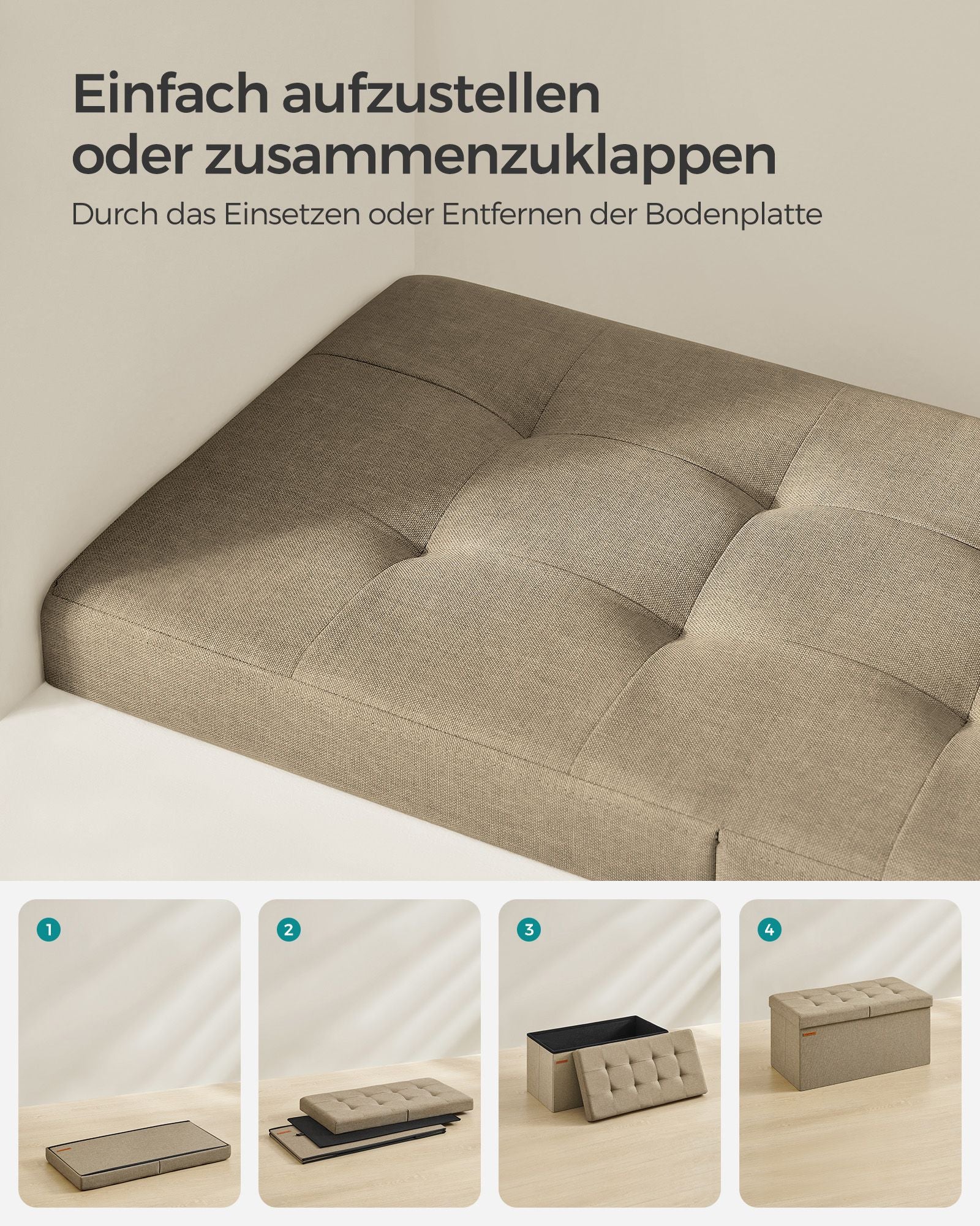 Bank - With Storage Space - 38 × 76 × 38 cm - Camelbruin