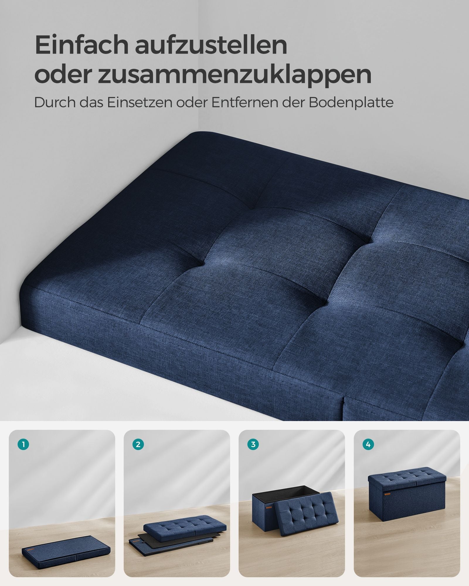 Sofa - with storage space - 38 × 76 × 38 cm - night blue