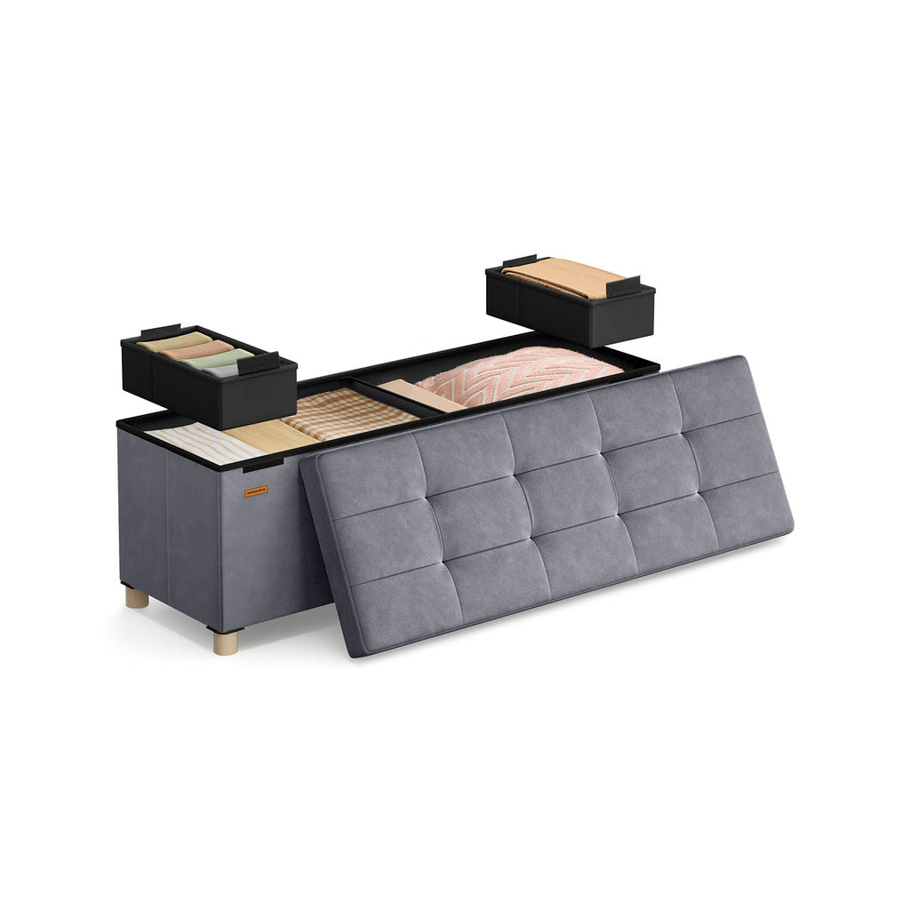 Storage bench with lid - 110x38x40 cm - footbank 112l - beige