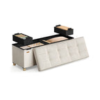 Storage bench with lid - 110x38x40 cm - footbank 112l - beige