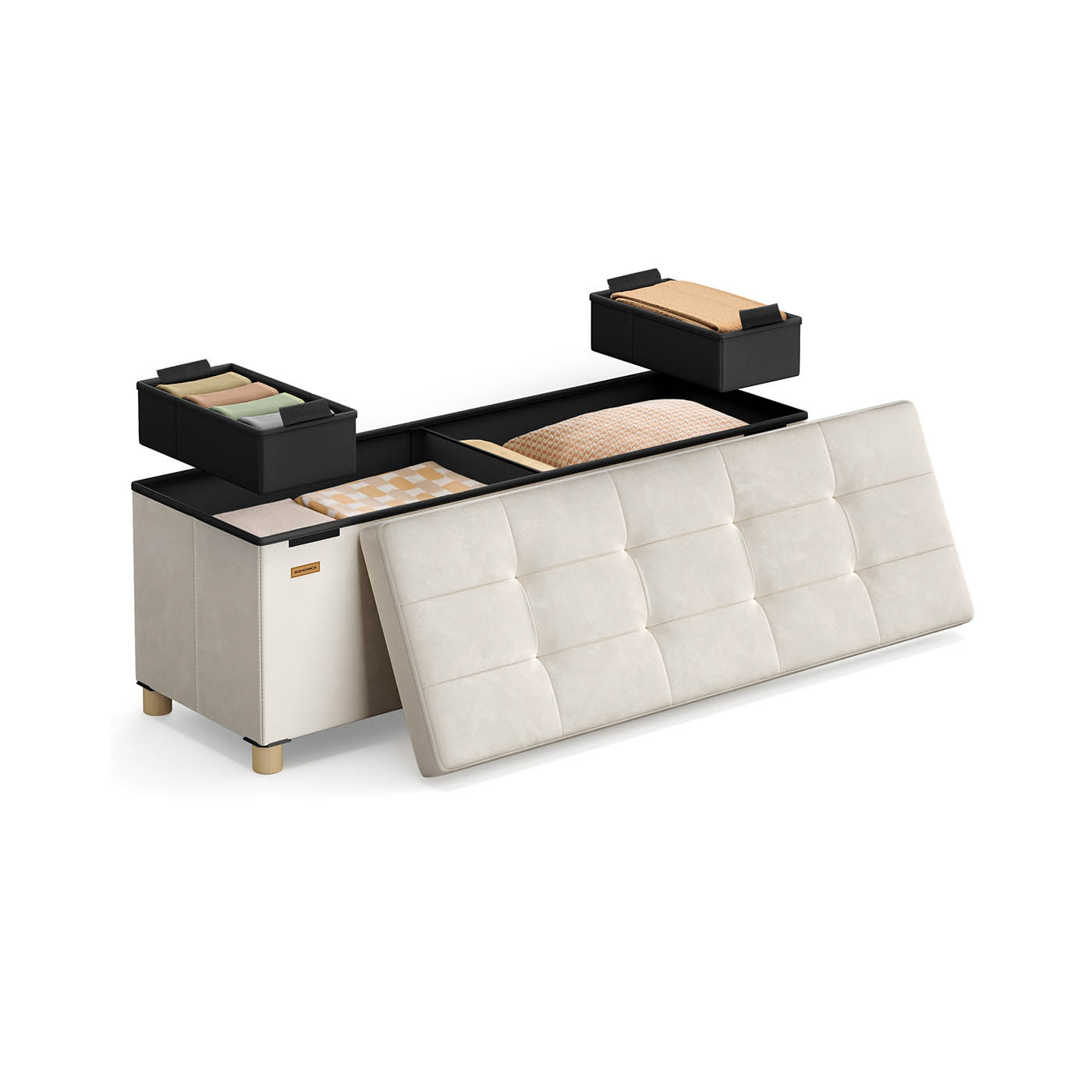 Storage bench with lid - 110x38x40 cm - footbank 112l - beige