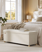 Storage bench with lid - 110x38x40 cm - footbank 112l - beige