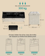 Storage bench with lid - 110x38x40 cm - footbank 112l - beige