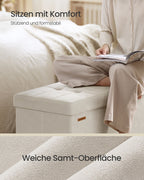 Storage bench with lid - 110x38x40 cm - footbank 112l - beige