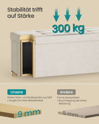 Storage bench with lid - 110x38x40 cm - footbank 112l - beige