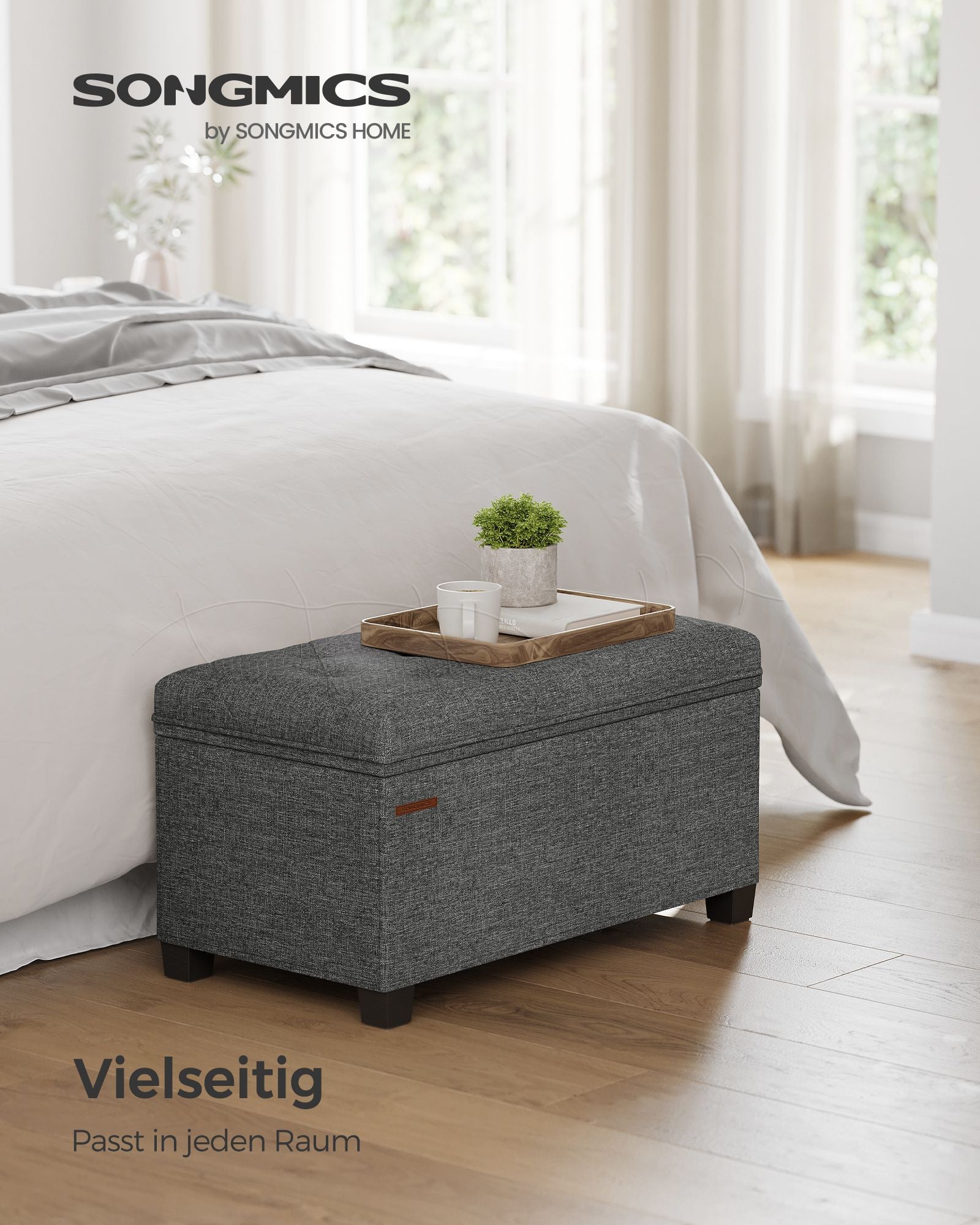 Stool - with storage space - 40 × 76 × 40 cm - dark gray