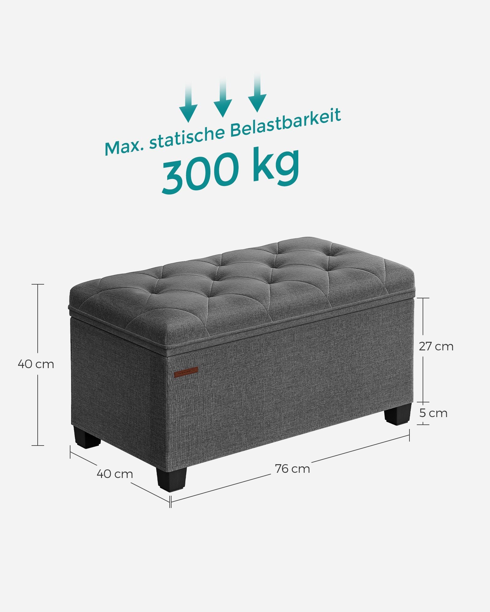 Stool - with storage space - 40 × 76 × 40 cm - dark gray