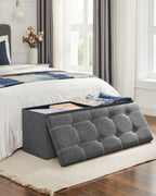 Bench - with storage space - for bedroom - dark gray