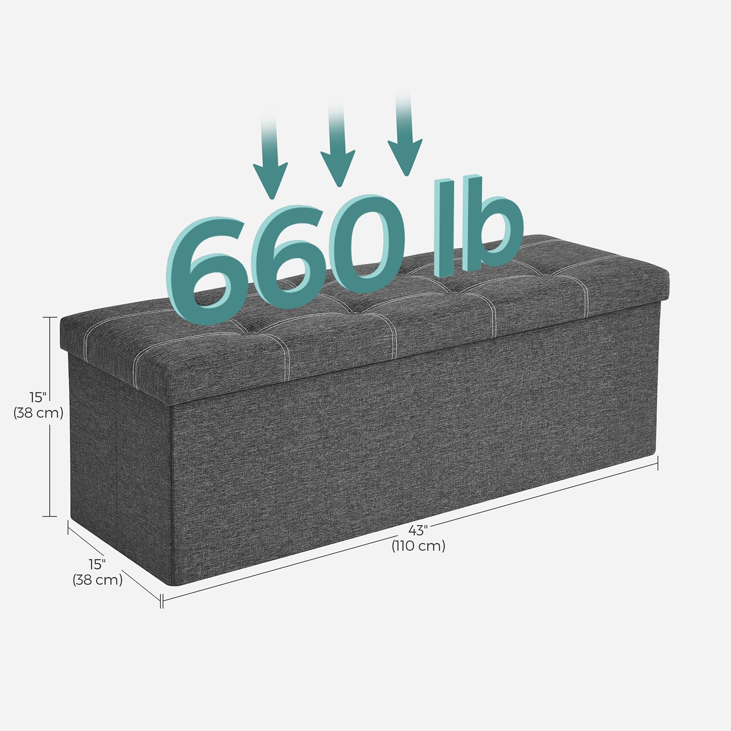 Bench - with storage space - for bedroom - dark gray