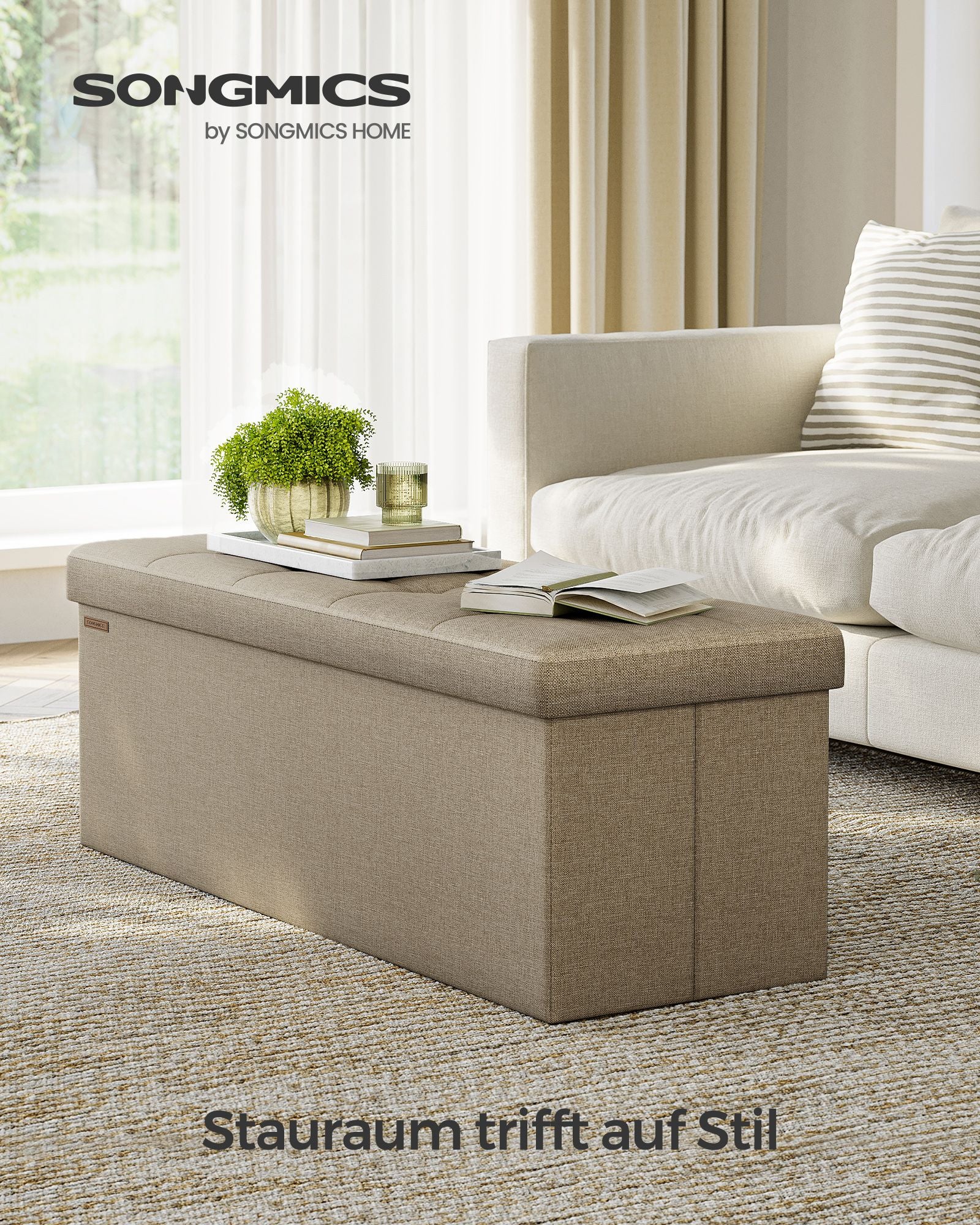 Sofa - 110 cm - foldable with storage space - Light Taupe