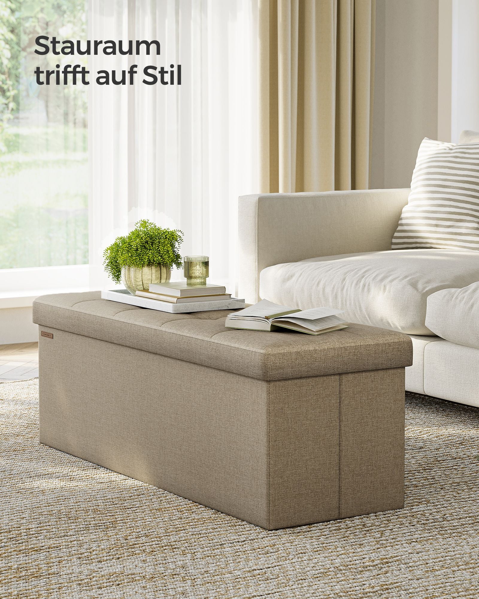 Sofa - 110 cm - foldable with storage space - Light Taupe