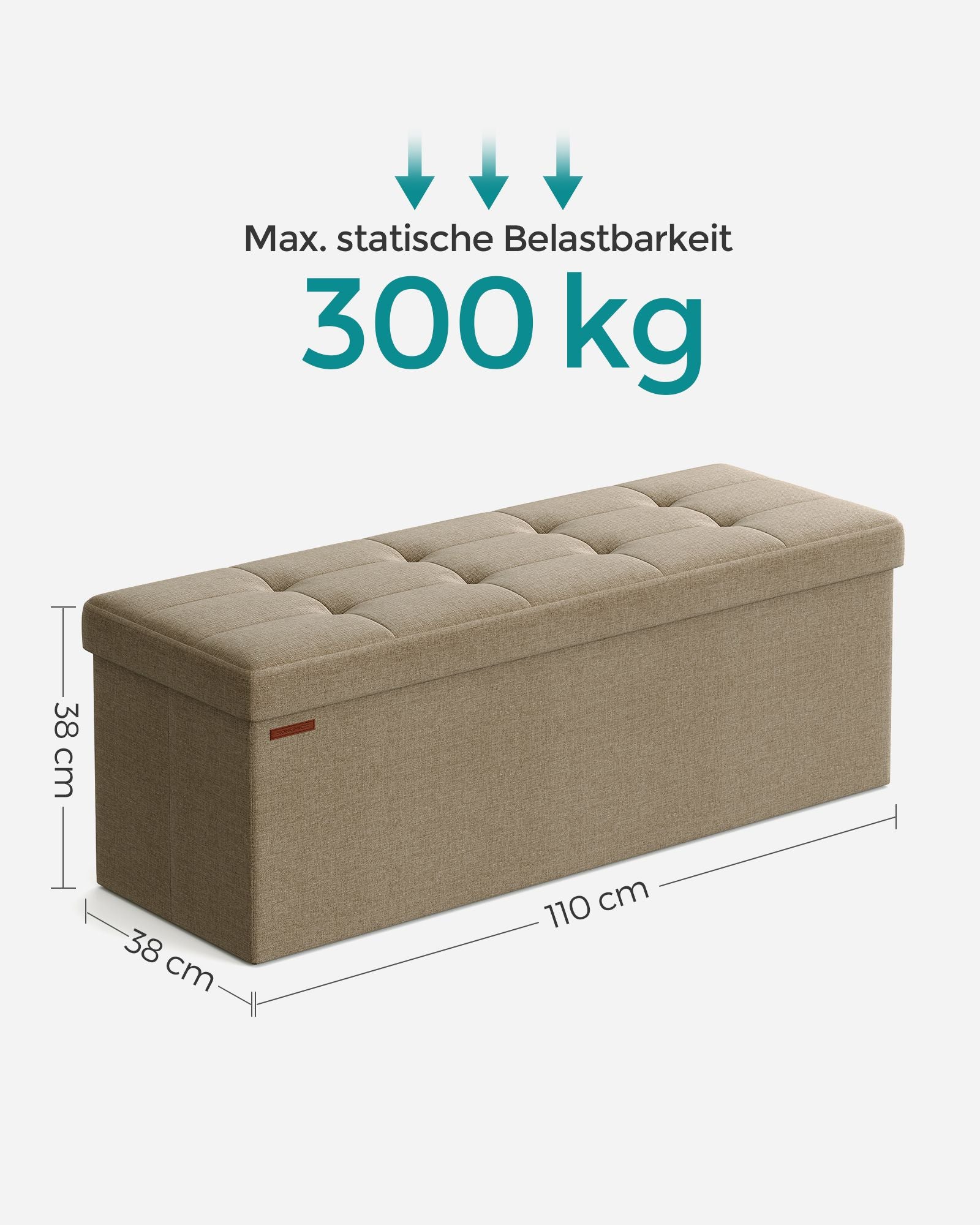 Sofa - 110 cm - foldable with storage space - Light Taupe