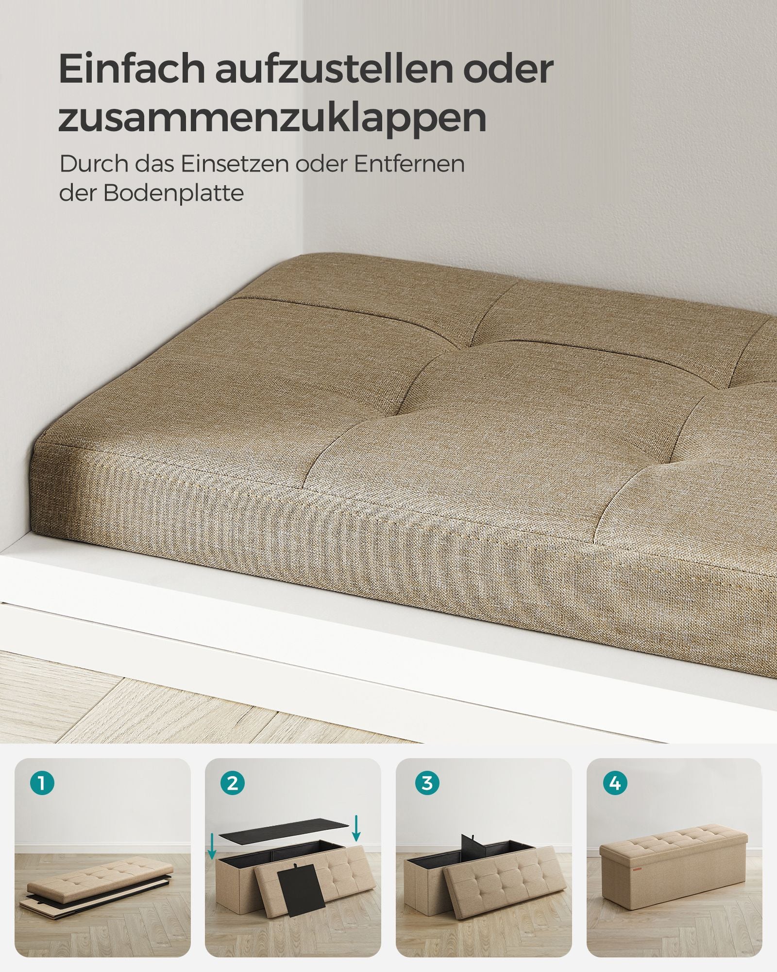 Sofa - 110 cm - foldable with storage space - Light Taupe